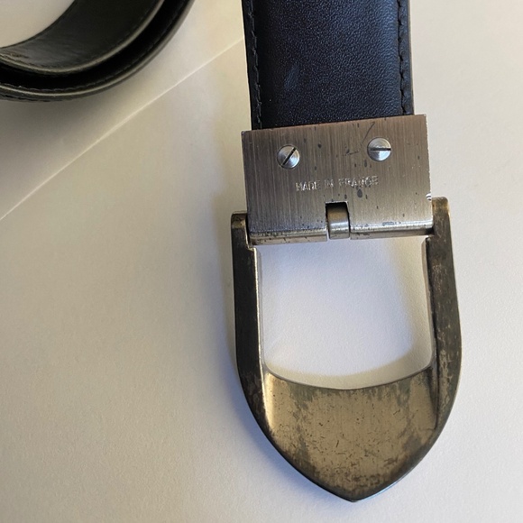 Louis Vuitton black leather belt 37” long Made in France 1-1/8" wide - Picture 6 of 11